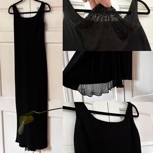 Jones New York Vintage Black Beaded Evening Dress Gown‎ Formal Cowl Size 8 Train